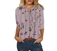 Maglietta Mamma Magliette T Shirt Blusa con Maniche A Volant Camicia A Pois con Fiocco T Shirt Nonna Camicette Pizzo Magliette Maglietta con La V Dietro Camicie di Raso Maglietta Manica Corta T