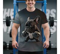 Maglietta manica corta con stampa di cani adorabili, taglie forti, maglietta girocollo divertente adatta per fitness e sport 1XL,2XL,3XL,4XL,5XL,6XLLettere,A strisce,PianteTessuto in maglia