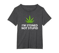 Maglietta Marijuana Plant Leaf PRO Weed Stoned Not Stupid Maglietta, Donna Plus-Size, Grigio Scuro, 1X