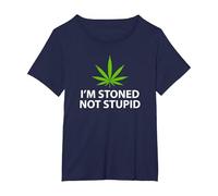 Maglietta Marijuana Plant Leaf PRO Weed Stoned Not Stupid Maglietta, Donna Plus-Size, Navy, 1X