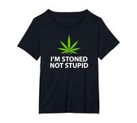 Maglietta Marijuana Plant Leaf PRO Weed Stoned Not Stupid Maglietta, Donna Plus-Size, Nero, 1X