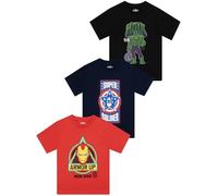 Maglietta Marvel 3 Pezzi, Cotone T Shirt Bambino Avengers, Maglietta Ragazzo per L’Estate Multicolore 9-10 Anni