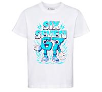 Maglietta Meme Bambini Six Seven 6 7 Meme Gen Alpha Brain Rot t-Shirt Taglia Bambini Bianca o Nera v.2 (IT, età, 7 Anni, 8 Anni, Regular, Bianco)