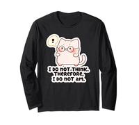 Maglietta Meme Gatto Divertente - Non Penso Quindi Non Sono Maglia a Manica