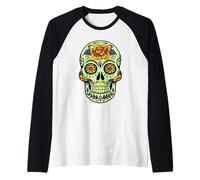 Maglietta Mexican Floral Day Of The Dead Skull Maglia con Maniche Raglan