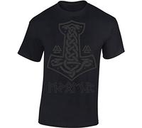 Maglietta: Mjölnir - Camicia vichinga per Uomo Donna Uomo Donna - Vichinghi - Norvegia Thor Wotan Odin - Northmen Norseman - Metallo Larp Bike-r - Thorshammer - Götter - Idea Regalo, Nero, XL