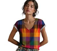 Maglietta morbida e traspirante con vestibilità classica, top casual a maniche corte per comfort e stile nella vita di tutti i giorni., multicolore, XL