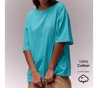 maglietta morbida oversize con girocollo, casual, per guardaroba capsula, uso quotidiano, oversize, per aeroporto, autunno, ritorno a scuola, autunno inverno L,M,S,XL,XSColore unicoCotone