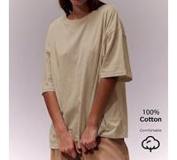 maglietta morbida oversize con girocollo, casual, per guardaroba capsula, uso quotidiano, oversize, per aeroporto, autunno, ritorno a scuola, autunno inverno L,M,S,XL,XSColore unicoCotone