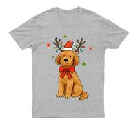 Maglietta Natalizia Cane Renna Corna Unisex Regalo Retrò Stagionale...