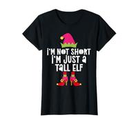 Maglietta natalizia con scritta "I'm Not Short I'm Just A Tall Elf" Maglietta