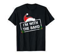 Maglietta Natalizia con Scritta I'm with The Band (Lingua Italiana Non Garantita) Maglietta