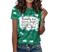 Maglietta natalizia da donna, con scritta in inglese "Probably Just Gonna Jingle Some of the Way I'm Tired", divertente maglietta natalizia da viaggio, Tie-dye Testo di Natale, XXL