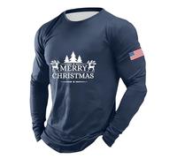 Maglietta natalizia da uomo con stampa di lettere di Natale, oversize, a maniche lunghe, con renna divertente o collo, Marina Militare, 4XL