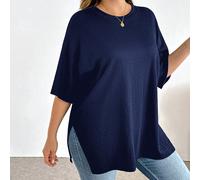 Maglietta nera a maniche corte basic, casual, comoda e sciolta, versatile e snellente, adatta a donne taglie forti, per outfit estivi, top oversize, stile semplice, per uscire 0XL,1XL,2XL,3XL,4XL,5XLC