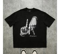 Maglietta nera a maniche corte con stampa del logo di gesto della mano di Los Angeles LA, stile di strada alla moda, adatta per uomo L,M,S,XL,XS,XXL,XXS,XXXL,XXXXLAnimalePoliestere