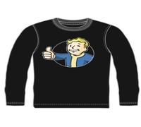 Maglietta Nera A Maniche Lunghe Per Ragazzi Fallout Vault Boy "Thumbs Up" Grande