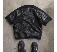 Maglietta nera casual e ampia da uomo con stampa della Statua della Libertà, adatta per l'uso quotidiano e lo stile di strada, maglie grafiche oversize estive da uomo, t-shirt oversize e corte con gra