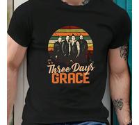 Maglietta nera con motivo a band Three Days Grace, stampa alla moda, 220 g/m², casual da uomo, scollo tondo, in puro cotone, maniche corte (1 pezzo) Maglietta da uomo a maniche corte con scollo tondo,