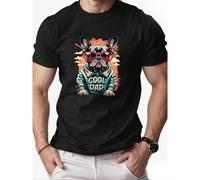 Maglietta nera da uomo con grafica, girocollo, taglie grandi, abbigliamento da uomo, maglietta casual da uomo con grafica di bulldog francese, leggera elasticità, colore unito, estiva, vestibilità reg