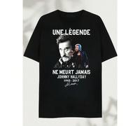 Maglietta nera da uomo in omaggio a Johnny Hallyday - Realizzata in puro cotone, è morbida e traspirante, adatta sia per uomo che per donna. È una camicia casual adatta a tutte le stagioni e può esser