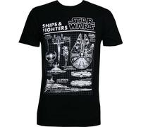 Maglietta Nera Da Uomo Star Wars Con Navi E Caccia
