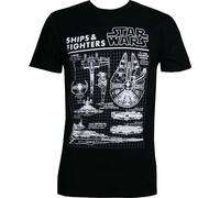Maglietta Nera Da Uomo Star Wars Con Navi E Caccia