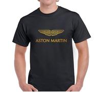 Maglietta nera per fan di Aston Martin Auto Fan Camicia - Logo Oro, Nero , S