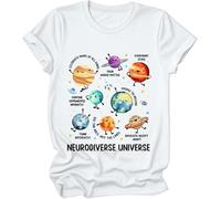 Maglietta Neurodiverse Universe, Maglietta con pianeta neurodiversificato, per donna e uomo, bianco, L