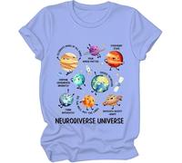 Maglietta Neurodiverse Universe, Maglietta con pianeta neurodiversificato, per donna e uomo, Blu Carolina, L
