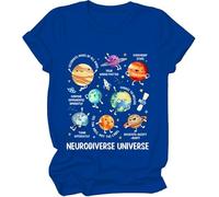Maglietta Neurodiverse Universe, Maglietta con pianeta neurodiversificato, per donna e uomo, Blu reale, L