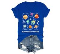 Maglietta Neurodiverse Universe, Maglietta con pianeta neurodiversificato, per donna e uomo, Blu Zaffiro - V, L