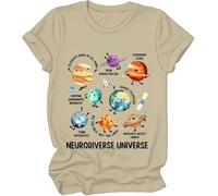 Maglietta Neurodiverse Universe, Maglietta con pianeta neurodiversificato, per donna e uomo, cachi, L