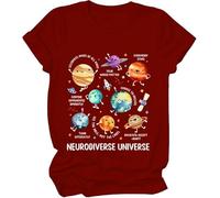Maglietta Neurodiverse Universe, Maglietta con pianeta neurodiversificato, per donna e uomo, Porpora, L
