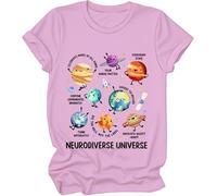 Maglietta Neurodiverse Universe, Maglietta con pianeta neurodiversificato, per donna e uomo, rosa, L