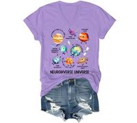 Maglietta Neurodiverse Universe, Maglietta con pianeta neurodiversificato, per donna e uomo, Viola-v, L