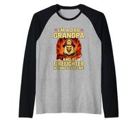 Maglietta Non ho paura di nulla - Nonno e Pompiere Americano Maglia con Maniche Raglan