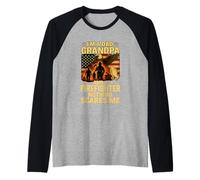 Maglietta Non ho paura di nulla - Nonno e Pompiere Americano Maglia con Maniche Raglan