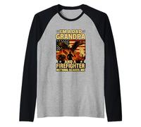 Maglietta Non ho paura di nulla - Nonno e Pompiere Americano Maglia con Maniche Raglan
