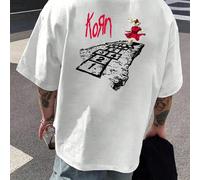 Maglietta nuova da uomo con grafica Korn Element Follow The Leader, abbigliamento casual streetwear con grafica di band rock, adatta per uso quotidiano in primavera/estate, per feste di band L,M,S,XL,