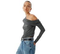 Maglietta Off-The-Shoulder, grigio, XL