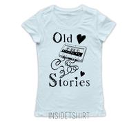 MAGLIETTA OLD STORIES maglia donna vintage musicassette love cool T-SHIRT GIRL