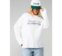 Maglietta oversize a maniche lunghe con grafica "The Hamptons" e stampa mista di testo, con collo a giro L,M,S,XL,XSGrafico,LettereTessuto in maglia