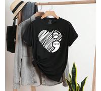 Maglietta oversize con stampa di cuore, sole e luna e slogan "Nella tua notte più buia, ricorda che DOMANI HAI BISOGNO DI TE", grafiche per donna 1XL,2XL,3XL,4XL,5XLLettere,sloganTessuto