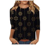 Maglietta oversize da donna 2024 Europa e Stati Uniti Natale Halloween donna manica lunga girocollo t-shirt caldo maglione donna, Nero , L