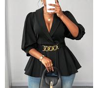 Maglietta oversize da donna con maniche a pipistrello e decorazione in catena metallica in vita 0XL,1XL,2XL,3XL,4XLColore unicoTessuto in maglia