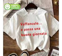 Maglietta oversize da donna con slogan in italiano "Perdersi... Buona giornata", 100% cotone puro, semplice e casual, maglietta divertente a maniche corte L,M,S,XL,XS,XXL,XXXLGeometrico,LettereTessuto