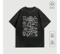 Maglietta oversize da donna in stile gotico vintage, con stampa tie-dye di funghi, ragnatela e testo. Stile streetwear, adatta anche per la scuola L,M,S,XLAnimale,Halloween,LettereTessuto