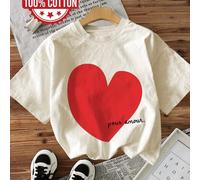 Maglietta oversize lunga in cotone da donna, lunghezza regolare, autunnale, sexy e da festa, con design a cuore "pour Amour.", stile all'aperto, Y2K, streetwear L,M,S,XL,XXLGeometrico,LettereCotone