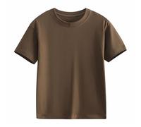 Maglietta oversize per bambini e ragazze, in cotone, 100% sportiva, con scollo rotondo, a maniche corte, traspirante, abbigliamento casual, per il tempo libero, per adolescenti, streetwear, marrone